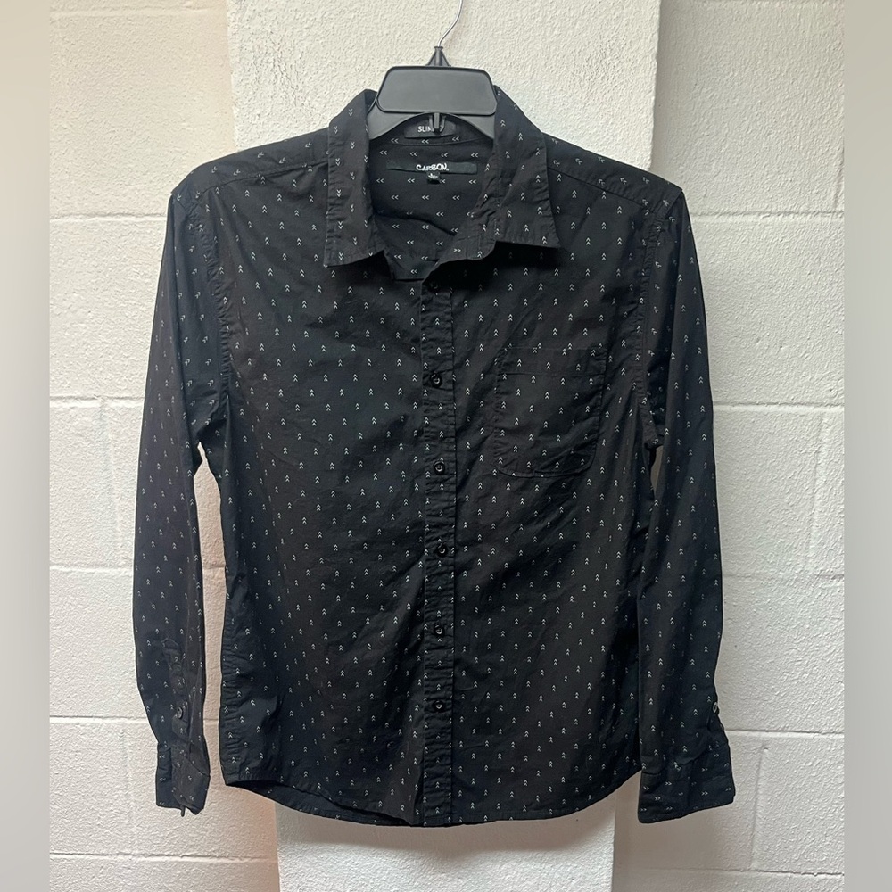 Carbon Black Shirt with White Accents. Large